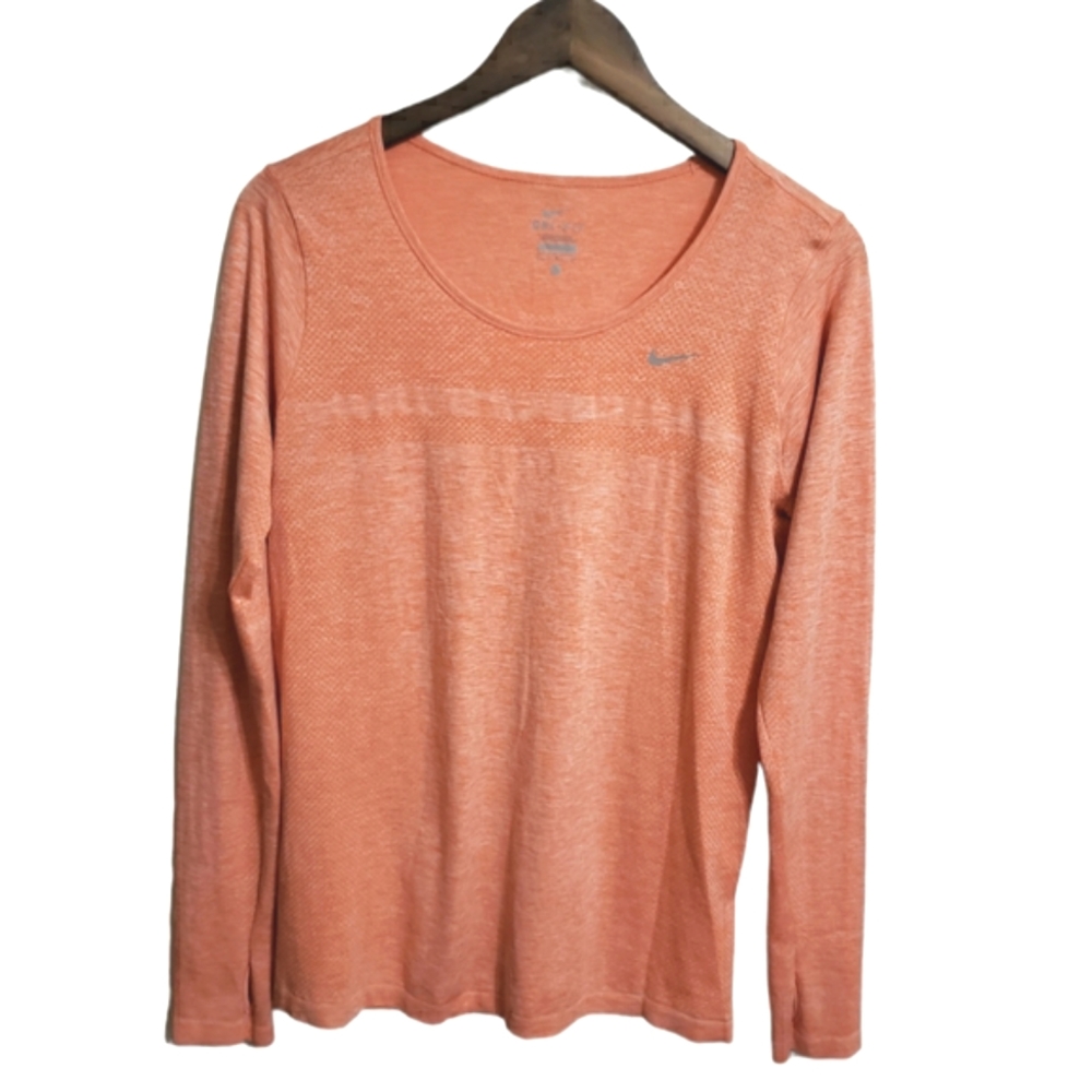 Nike Run Fast Live Fearless Running Top Shirt Long Sleeve Heathered Peach Large